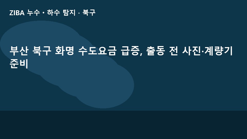 부산 북구 화명 수도요금 급증, 출동 전 사진·계량기 준비